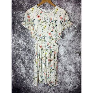 Clockhouse Dress Women's Large Floral Ruffle Garden Cottagecore Fairycore Twee